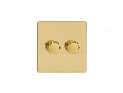 Luxusní stmívač Rotační stmívač DIMMER - 2-modulový - BEZŠROUBKOVÉ - Leštěná mosaz, HDV2S