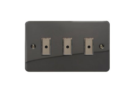 Designový vypínač Tlačítkový vypínač IMPULSE - 3-modulový jednosměrný (č.1) 0-100 W (max 10 LEDs) 1.1A 1-pólový LED s dálkovým V-Pro ULTRAPLOCHÉ - černé (lesklé) iridium / černé (lesklé) iridium, JFIE103