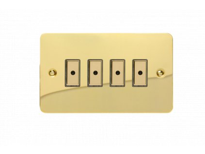 Designový vypínaè Tlaèítkový vypínaè IMPULSE - 1-modulový jednosmìrný (è.1) 0-100 W (max 10 LEDs) 0.7A 1-pólový LED s dálkovým V-Pro ULTRAPLOCHÉ - letìná mosaz / mosazná tlaèítka, JFVE104