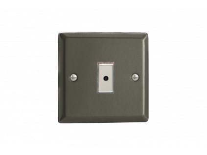 Designový vypínaè Tlaèítkový vypínaè IMPULSE - 1-modulový jednosmìrný (è.1) 0-100 W (max 10 LEDs) 1.1A 1-pólový LED s dálkovým V-Pro KLASICKÉ - grafit 21 / chrom tlaèítko, JPE101
