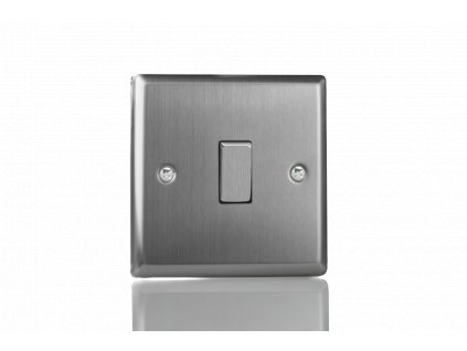 Designový vypínač Kolébkový vypínač ROCKER - 1-modulový schodišťový (č.6); jednosměrný (č.1) 10A 1-pólový KLASICKÉ - kartáčovaná ocel / ocelová kolébka, XT1D