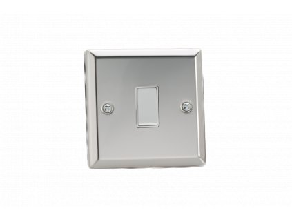 Designový vypínaè Kolébkový vypínaè ROCKER - 1-modulový 10A 1-pólový zvonkový KLASICKÉ - letìný chrom / bílá kolébka, XCBPW