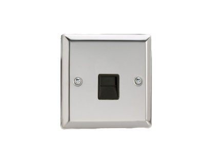 Designová zásuvka Mutimediální zásuvka MEDIA SOCKET - 1-modulový telefon KLASICKÉ - letìný chrom / èerný, XCTMB