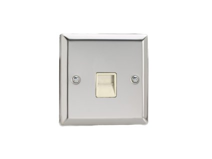 Designová zásuvka Mutimediální zásuvka MEDIA SOCKET - 1-modulový telefon KLASICKÉ - letìný chrom / bílá, XCTMW