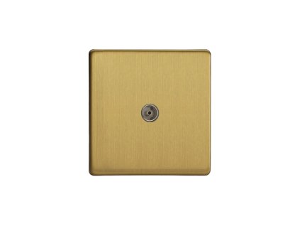 Designová zásuvka Mutimediální zásuvka MEDIA SOCKET - 1-modulový TV/Radio BEZROUBKOVÉ - kartáèovaná mosaz, XDB8S
