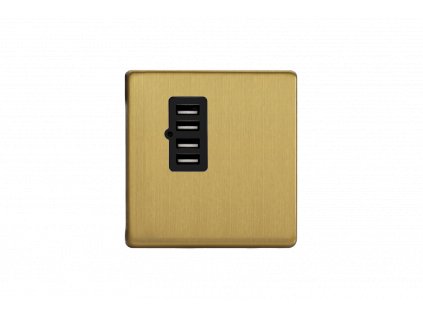 Designová zásuvka Síová zásuvka MAINS SOCKET - Bezroubkový - 4-modulový - kartáèovaná mosaz, Síová zásuvka MAINS SOCKET - Bezroubkový - 4-modulový - kartáèovaná mosaz