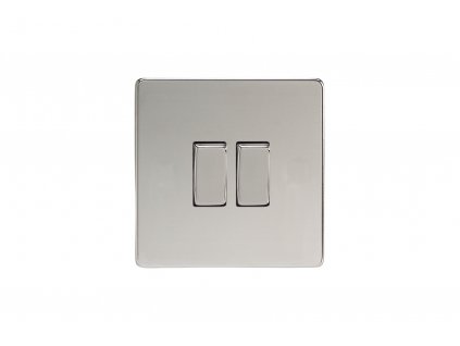 Designový vypínaè Kolébkový vypínaè ROCKER - 2-modulový schodiový (è.6); jednosmìrný (è.1) 10A 1-pólový BEZROUBKOVÉ - letìný chrom / chromové kolébky, XDC2S