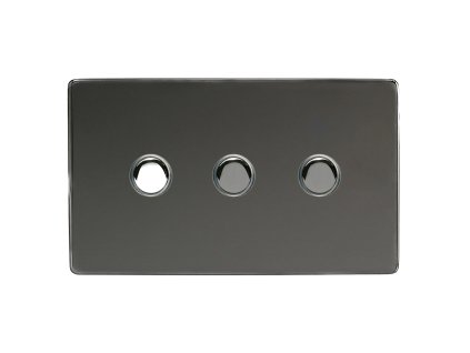 Designový vypínač Tlačítkový vypínač IMPULSE - 3-modulový schodišťový (č.6); jednosměrný (č.1) 6A 1-pólový BEZŠROUBKOVÉ - černé (lesklé) iridium / černé (lesklé) iridium, XDIP3S