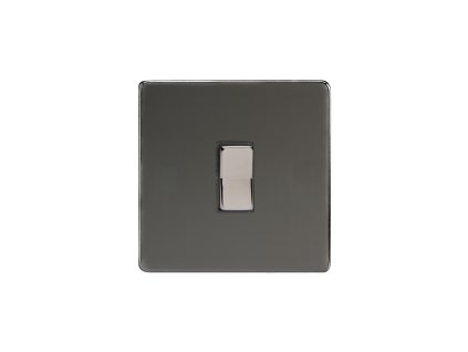 Designový vypínač Tlačítkový vypínač IMPULSE - 1-modulový schodišťový (č.6) 6A 1-pólový BEZŠROUBKOVÉ - černé (lesklé) iridium / černé (lesklé) iridium, XDIR1S