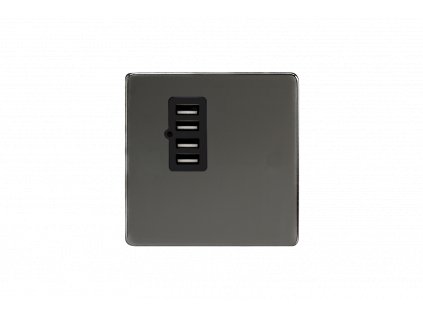Designová zásuvka Síová zásuvka MAINS SOCKET - Bezroubkový - 4-modulový - èerné (lesklé) iridium, XDIU4BS