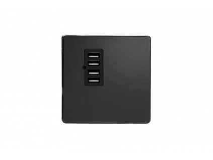 Designová zásuvka Síová zásuvka MAINS SOCKET - Bezroubkový - 4-modulový - prémiová èerná, XDLU4BS
