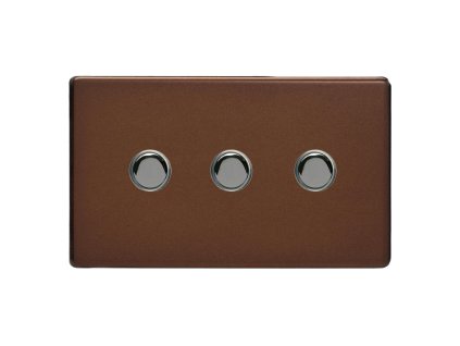 Designový vypínaè Tlaèítkový vypínaè IMPULSE - 3-modulový schodiový (è.6); jednosmìrný (è.1) 6A 1-pólový BEZROUBKOVÉ - moka / èerné (lesklé) iridium, XDMP3S