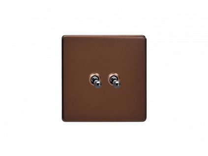 Designový vypínač Páčkový vypínač TOGGLE - 2-modulový křížový (č.7) 10A 1-pólový BEZŠROUBKOVÉ - moka / černé (lesklé) iridium, XDMT2S