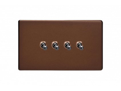 Designový vypínaè Páèkový vypínaè TOGGLE - 4-modulový schodiový (è.6); jednosmìrný (è.1) 10A 1-pólový BEZROUBKOVÉ - moka / èerné (lesklé) iridium, XDMT9S