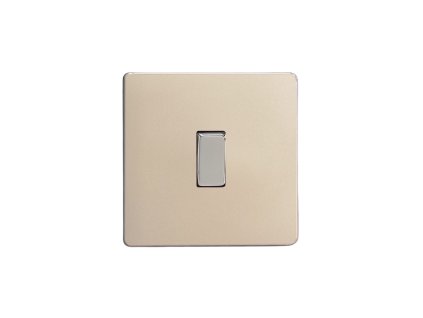 Designový vypínač Tlačítkový vypínač IMPULSE - 1-modulový jednosměrný (č.1) 10A 1-pólový momentový BEZŠROUBKOVÉ - satén / chrom tlačítko, XDN1S