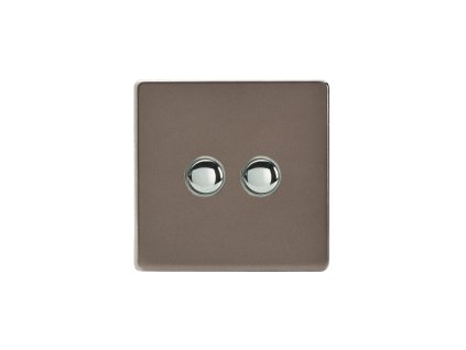 Designový vypínač Tlačítkový vypínač IMPULSE - 2-modulový schodišťový (č.6); jednosměrný (č.1) 6A 1-pólový BEZŠROUBKOVÉ - cínová / chromová tlačítka, XDRP2S