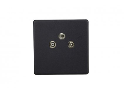 Designová zásuvka Mutimediální zásuvka MEDIA SOCKET - 3-modulový TV/Radio BEZROUBKOVÉ - matnì èerná, socket_XEY3RTVS.MB_screwless_matt-black