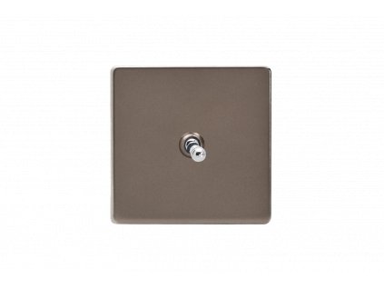 Designový vypínač Páčkový vypínač TOGGLE - 1-modulový schodišťový (č.6); jednosměrný (č.1) 10A 1-pólový BEZŠROUBKOVÉ - cínová / chromová páčka, XDRT1S