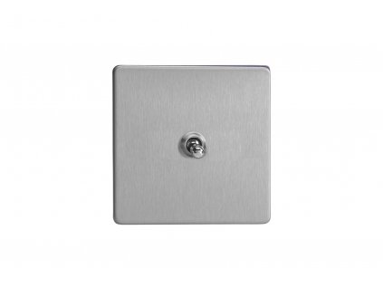 Designový vypínač Páčkový vypínač TOGGLE - 1-modulový schodišťový (č.6); jednosměrný (č.1) 10A 1-pólový BEZŠROUBKOVÉ - kartáčovaná ocel / chromová páčka, XDST1S