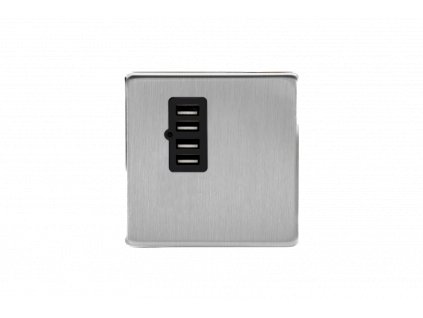 Designová zásuvka Síová zásuvka MAINS SOCKET - Bezroubkový - 4-modulový - kartáèovaná ocel, Síová zásuvka MAINS SOCKET - Bezroubkový - 4-modulový - kartáèovaná ocel