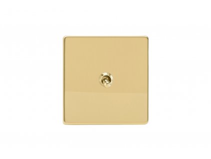 Designový vypínač Páčkový vypínač TOGGLE - 1-modulový schodišťový (č.6); jednosměrný (č.1) 10A 1-pólový BEZŠROUBKOVÉ - leštěná mosaz / mosazná páčka, XDVT1S