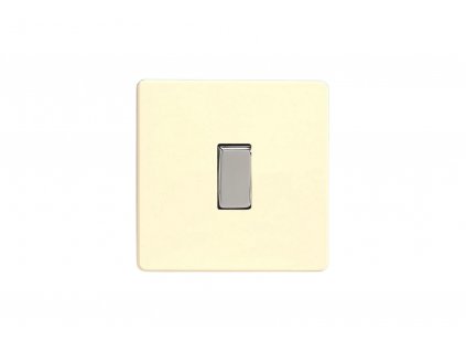 Designový vypínač Kolébkový vypínač ROCKER - 1-modulový schodišťový (č.6); jednosměrný (č.1) 10A 1-pólový BEZŠROUBKOVÉ - bílá čokoláda / chromová kolébka, XDW1S