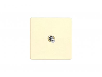 Designový vypínač Páčkový vypínač TOGGLE - 1-modulový schodišťový (č.6); jednosměrný (č.1) 10A 1-pólový BEZŠROUBKOVÉ - bílá čokoláda / chromová páčka, XDWT1S