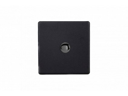 Designový vypínač Tlačítkový vypínač IMPULSE - 1-modulový schodišťový (č.6); jednosměrný (č.1) 6A 1-pólový BEZŠROUBKOVÉ - matně černá / černé (lesklé) iridium, XDYP1S.MB