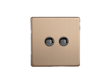 Designový vypínač Tlačítkový vypínač IMPULSE - 1-modulový schodišťový (č.6); jednosměrný (č.1) 6A 1-pólový BEZŠROUBKOVÉ - kartáčovaná měď / černé (lesklé) iridium, XDYP2S.BC