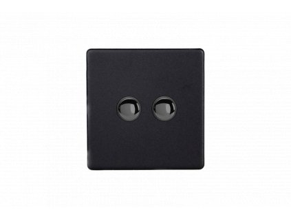 Designový vypínač Tlačítkový vypínač IMPULSE - 2-modulový schodišťový (č.6); jednosměrný (č.1) 6A 1-pólový BEZŠROUBKOVÉ - matně černá / černé (lesklé) iridium, XDYP2S.MB