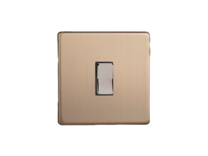 Designový vypínaè Tlaèítkový vypínaè IMPULSE - 1-modulový schodiový (è.6) 6A 1-pólový BEZROUBKOVÉ - kartáèovaná mìï / èerné (lesklé) iridium, XDYR1S.BC