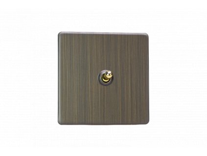 Designový vypínač Páčkový vypínač TOGGLE - 1-modulový schodišťový (č.6); jednosměrný (č.1) 10A 1-pólový BEZŠROUBKOVÉ - starožitná mosaz / mosaz, XDYT1S.AB