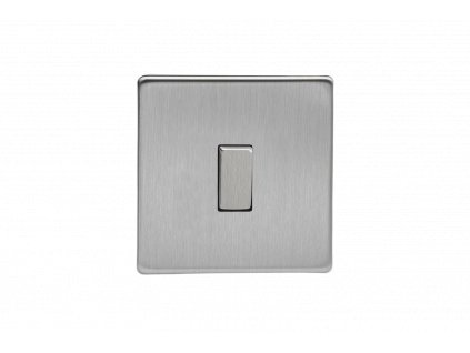 Designový vypínač Kolébkový vypínač ROCKER - 1-modulový schodišťový (č.6); jednosměrný (č.1) 10A 1-pólový BEZŠROUBKOVÉ - kartáčovaná ocel / ocelová kolébka, rocker XDS1S screwless brushed steel