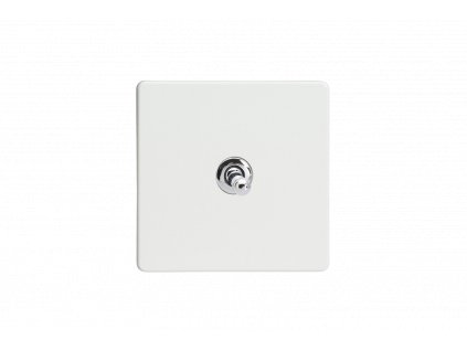 Designový vypínaè Páèkový vypínaè TOGGLE - 1-modulový køíový (è.7) 10A 1-pólový BEZROUBKOVÉ - prémiová bílá / chromová páèka, XDQT1S
