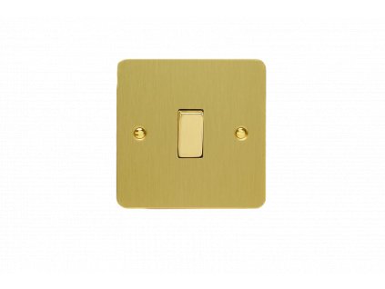 Designový vypínač Kolébkový vypínač ROCKER - 1-modulový křížový (č.7) 10A 1-pólový ULTRAPLOCHÉ - kartáčovaná mosaz / mosazná kolébka, XFB1D