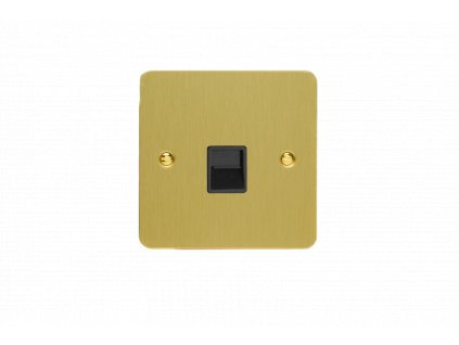 Designová zásuvka Mutimediální zásuvka MEDIA SOCKET - 1-modulový telefon ULTRAPLOCHÉ - kartáèovaná mosaz / èerný, XFBTMB