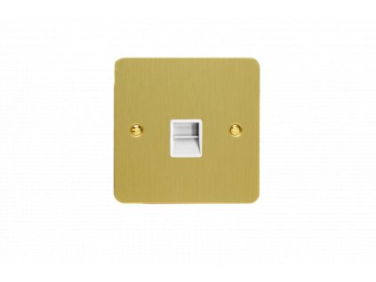 Designová zásuvka Mutimediální zásuvka MEDIA SOCKET - 1-modulový telefon ULTRAPLOCHÉ - kartáèovaná mosaz / bílá, XFBTMW