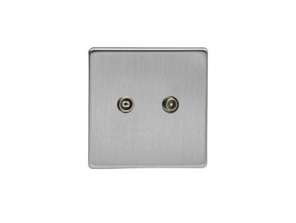 Designová zásuvka Mutimediální zásuvka MEDIA SOCKET - 2-modulový TV/Radio BEZROUBKOVÉ - kartáèovaná ocel, socket XES2RTVS screwless brushed steel