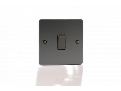 Designový vypínač Kolébkový vypínač ROCKER - 1-modulový křížový (č.7) 10A 1-pólový ULTRAPLOCHÉ - černé (lesklé) iridium / černé (lesklé) iridium, XFI1D