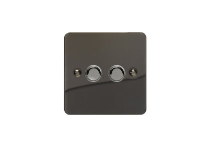 Designový vypínač Tlačítkový vypínač IMPULSE - 2-modulový schodišťový (č.6); jednosměrný (č.1) 6A 1-pólový ULTRAPLOCHÉ - černé (lesklé) iridium / černé (lesklé) iridium, XFIP2