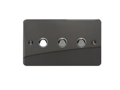 Designový vypínač Tlačítkový vypínač IMPULSE - 3-modulový schodišťový (č.6); jednosměrný (č.1) 6A 1-pólový ULTRAPLOCHÉ - černé (lesklé) iridium / černé (lesklé) iridium, XFIP3