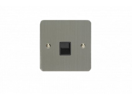 Designová zásuvka Mutimediální zásuvka MEDIA SOCKET - 1-modulový telefon ULTRAPLOCHÉ - kartáèovaná ocel / èerný, XFSTMB