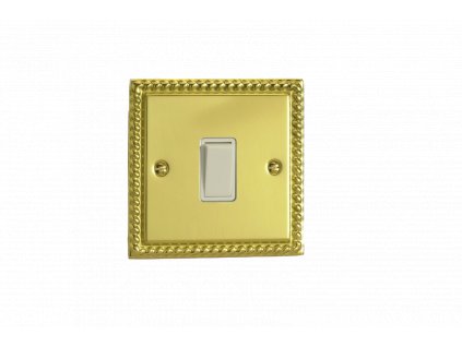 Designový vypínaè Kolébkový vypínaè ROCKER - 1-modulový schodiový (è.6); jednosmìrný (è.1) 10A 1-pólový KLASICKÉ - letìná mosaz / bílá kolébka, XG1W