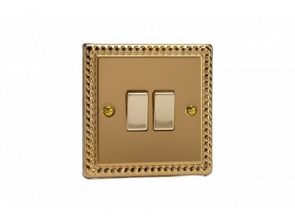 Designový vypínač Kolébkový vypínač ROCKER - 2-modulový křížový (č.7) 10A 1-pólový KLASICKÉ - leštěná mosaz / mosazné kolébky, XG2D