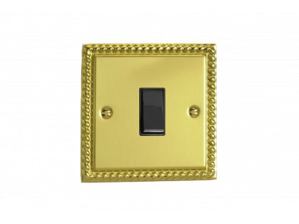 Designový vypínaè Kolébkový vypínaè ROCKER - 1-modulový 10A 1-pólový zvonkový KLASICKÉ - letìná mosaz / èerná kolébka, XGBPB