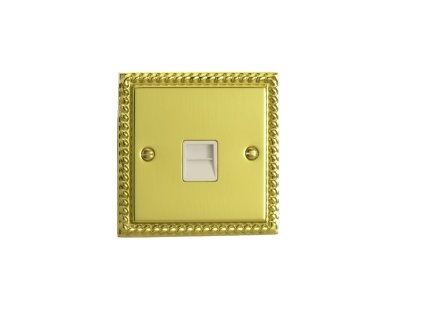 Designová zásuvka Mutimediální zásuvka MEDIA SOCKET - 1-modulový telefon KLASICKÉ - letìná mosaz / bílá, XGTMW