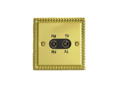 Designová zásuvka Mutimediální zásuvka MEDIA SOCKET - 2-modulový TV/Radio KLASICKÉ - letìná mosaz / èerný, XGTVFMB