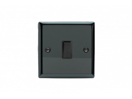Designový vypínač Kolébkový vypínač ROCKER - 1-modulový schodišťový (č.6); jednosměrný (č.1) 10A 1-pólový KLASICKÉ - černé (lesklé) iridium / černá kolébka, XI1B