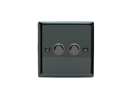 Designový vypínač Tlačítkový vypínač IMPULSE - 2-modulový schodišťový (č.6); jednosměrný (č.1) 6A 1-pólový KLASICKÉ - černé (lesklé) iridium / černé (lesklé) iridium, XIP2