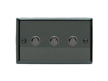 Designový vypínač Tlačítkový vypínač IMPULSE - 3-modulový schodišťový (č.6); jednosměrný (č.1) 6A 1-pólový KLASICKÉ - černé (lesklé) iridium / černé (lesklé) iridium, XIP3